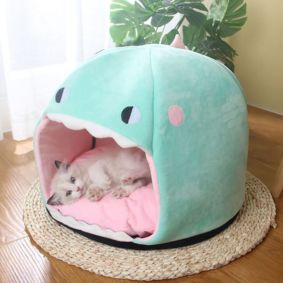 Chonky Kawaii Dinosaur Cave Cat Dog Bed - Kawaiies - Adorable - Cute - Plushies - Plush - Kawaii
