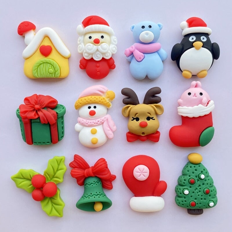 Christmas 12 Piece DIY Resin Decoration Accessories - Kawaiies - Adorable - Cute - Plushies - Plush - Kawaii