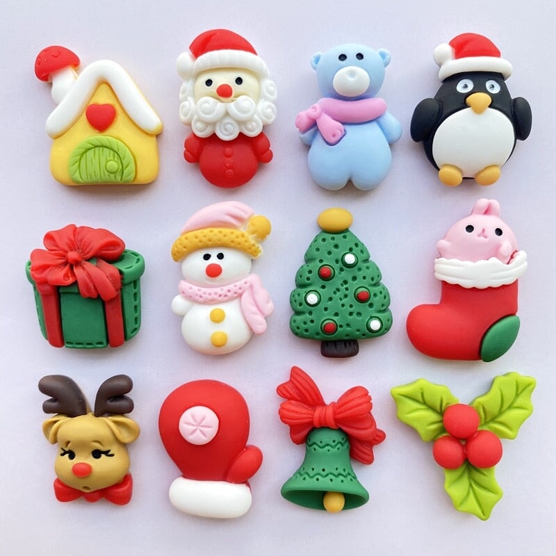 Christmas 12 Piece DIY Resin Decoration Accessories - Kawaiies - Adorable - Cute - Plushies - Plush - Kawaii