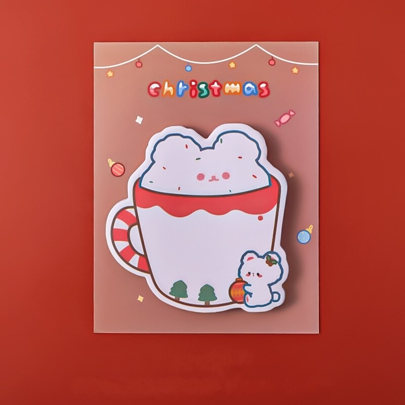Christmas 30-sheet White & Brown Bear Memo Pads - Kawaiies - Adorable - Cute - Plushies - Plush - Kawaii