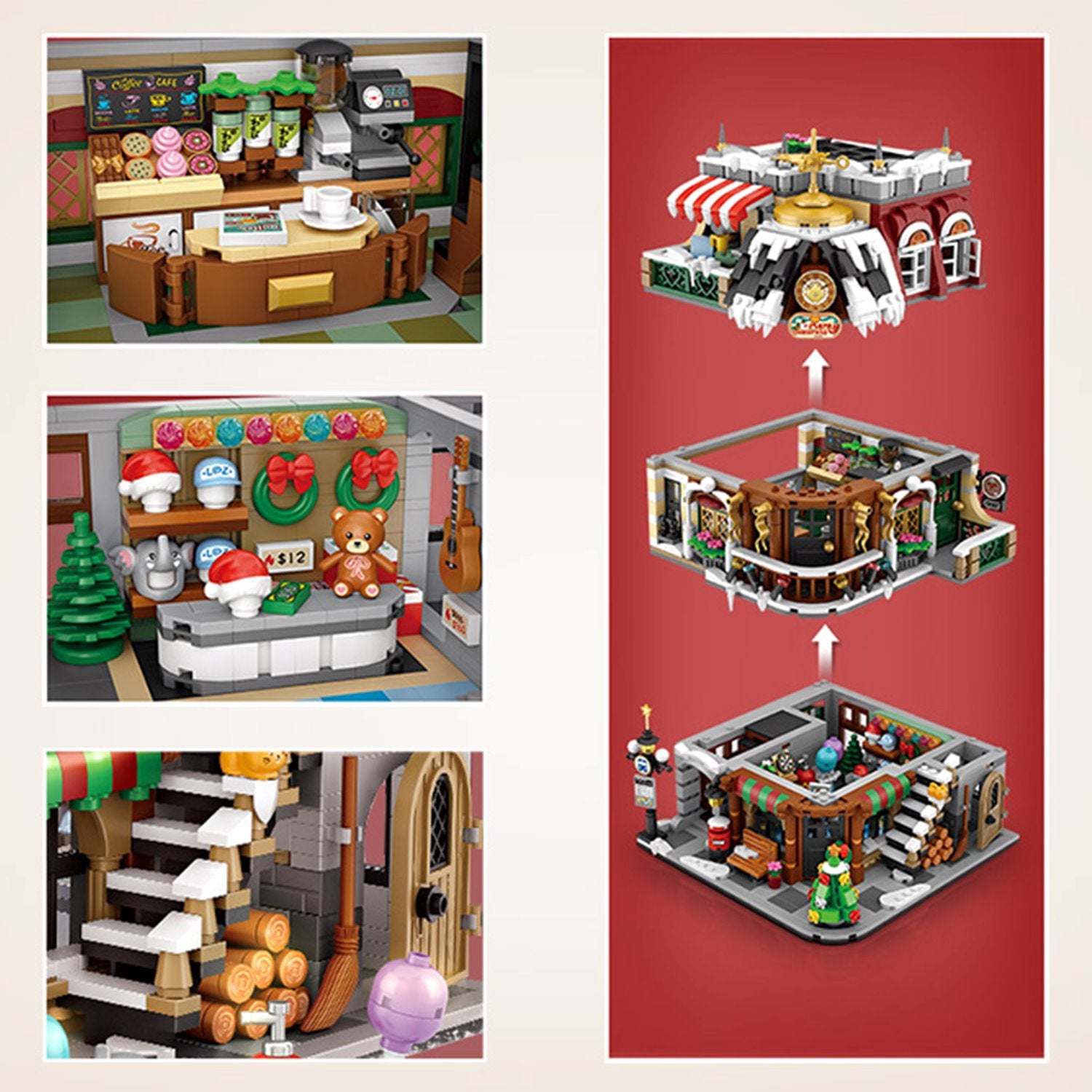 Christmas Cafe Shop Nano Building Block - Kawaiies - Adorable - Cute - Plushies - Plush - Kawaii