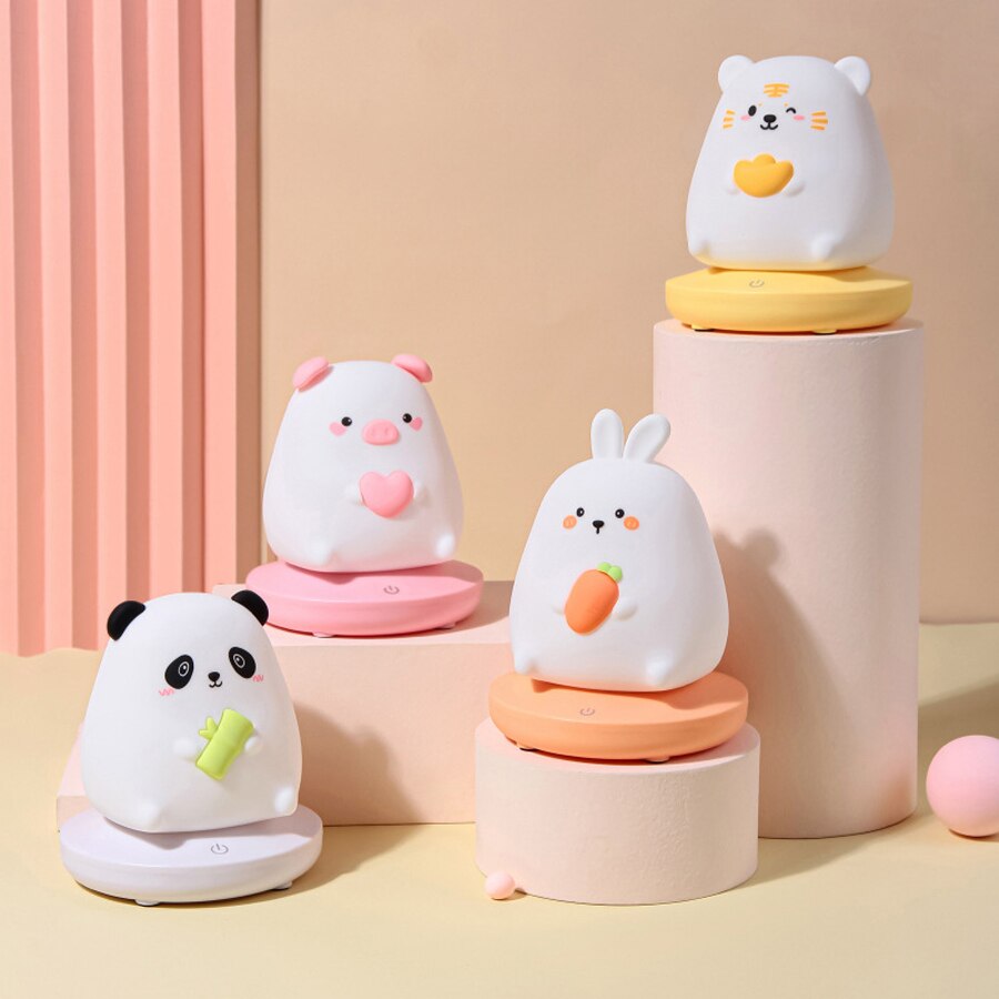 Chubby Kawaii Bunny Panda Pig Tiger LED Night Light Collection - Kawaiies - Adorable - Cute - Plushies - Plush - Kawaii