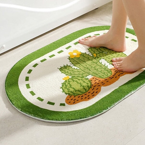 Circle Kawaii Floral Oval Bathroom Mat - Kawaiies - Adorable - Cute - Plushies - Plush - Kawaii