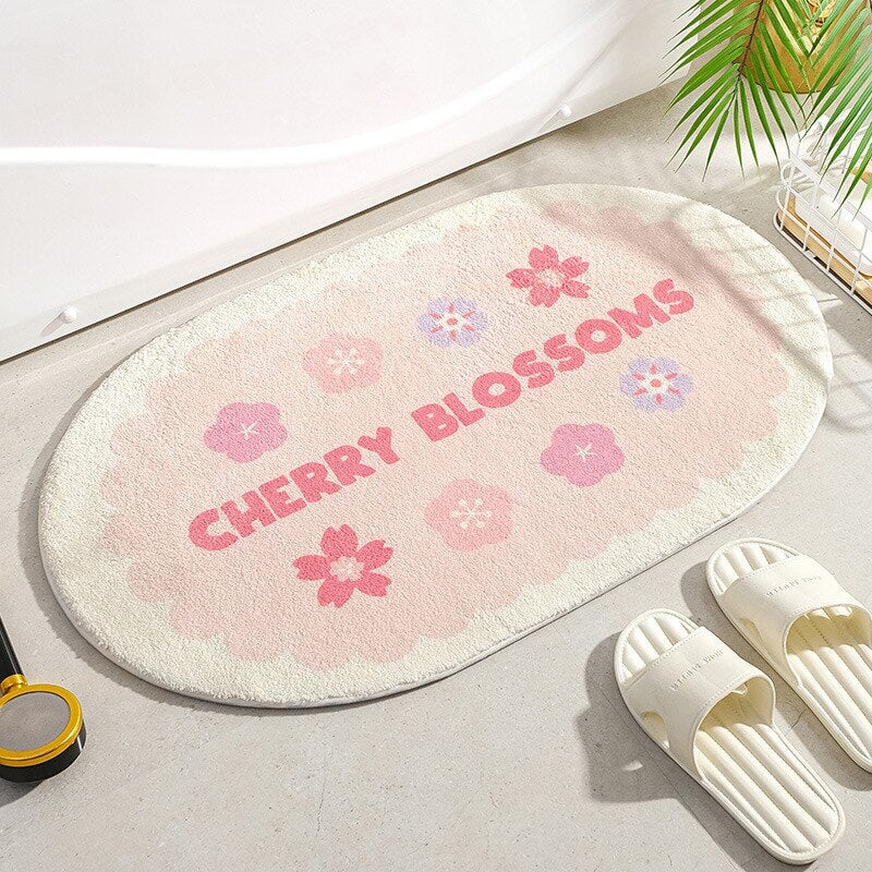 Circle Kawaii Floral Oval Bathroom Mat - Kawaiies - Adorable - Cute - Plushies - Plush - Kawaii