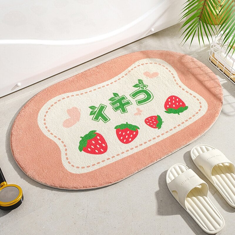 Circle Kawaii Floral Oval Bathroom Mat - Kawaiies - Adorable - Cute - Plushies - Plush - Kawaii