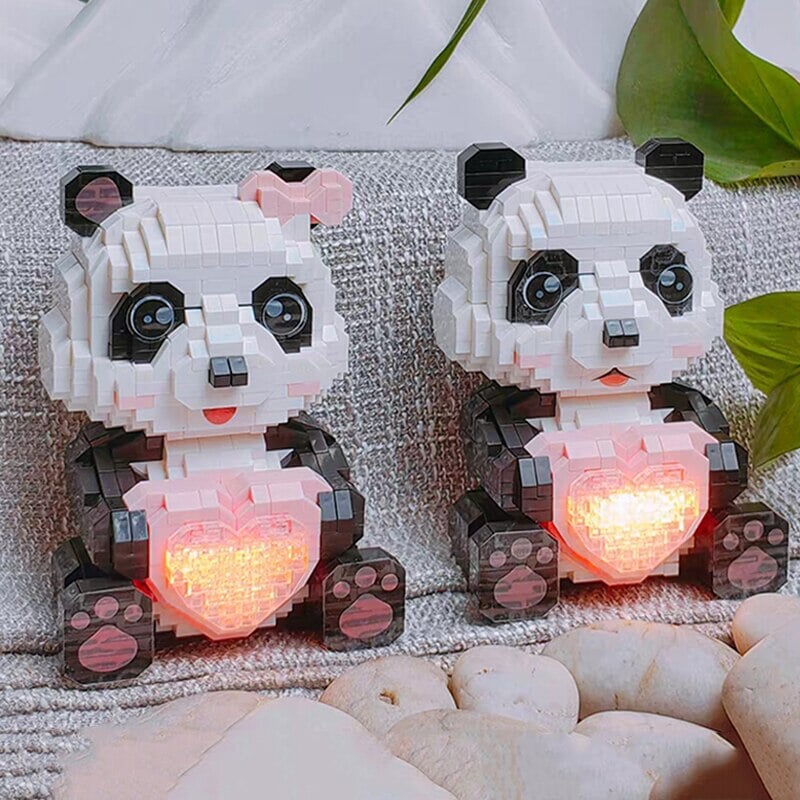 kawaiies-softtoys-plushies-kawaii-plush-Coco and Bobo Pandas in Love LED Nano Building Blocks Build it 