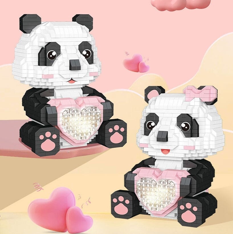 kawaiies-softtoys-plushies-kawaii-plush-Coco and Bobo Pandas in Love LED Nano Building Blocks Build it 