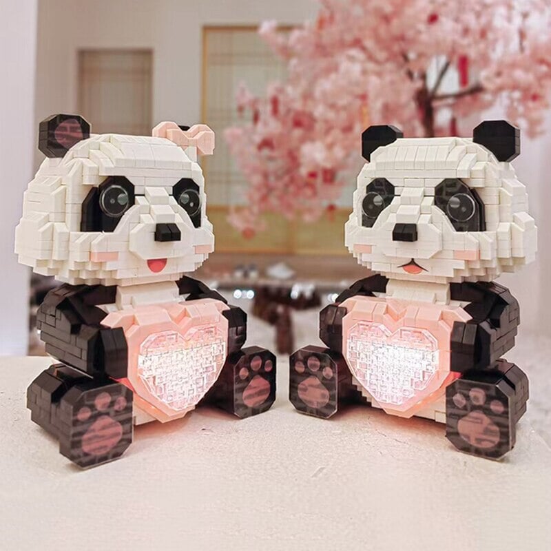 kawaiies-softtoys-plushies-kawaii-plush-Coco and Bobo Pandas in Love LED Nano Building Blocks Build it 
