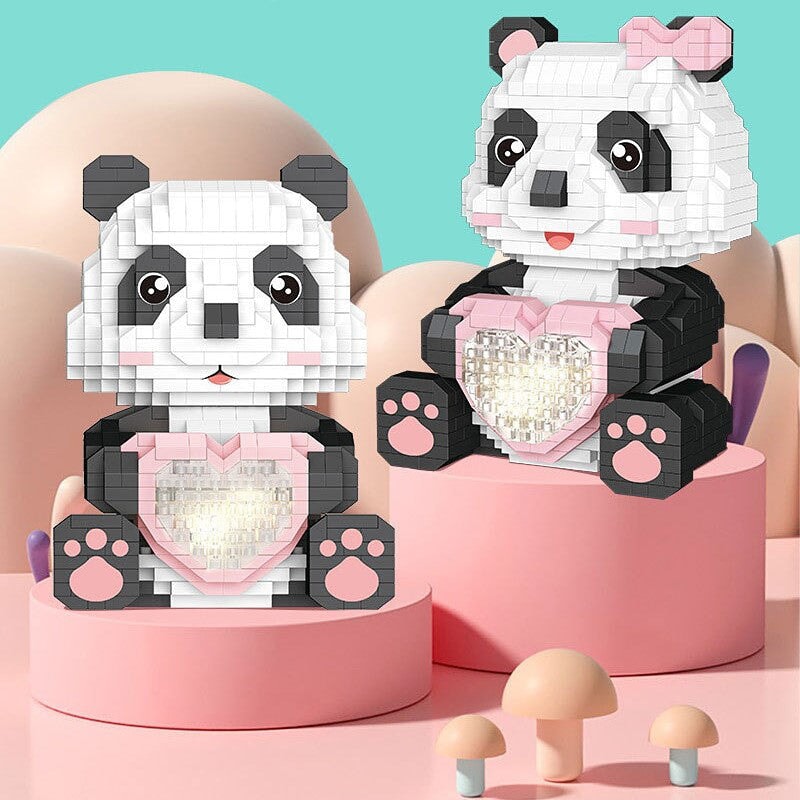 kawaiies-softtoys-plushies-kawaii-plush-Coco and Bobo Pandas in Love LED Nano Building Blocks Build it 