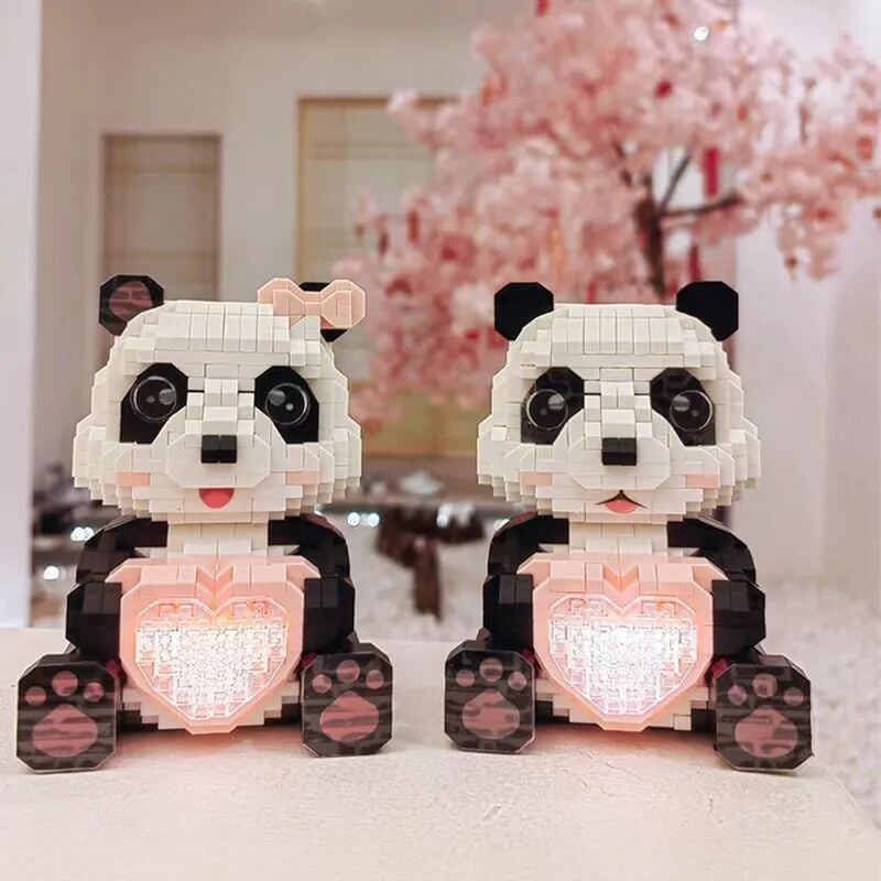 kawaiies-softtoys-plushies-kawaii-plush-Coco and Bobo Pandas in Love LED Nano Building Blocks Build it Couple 