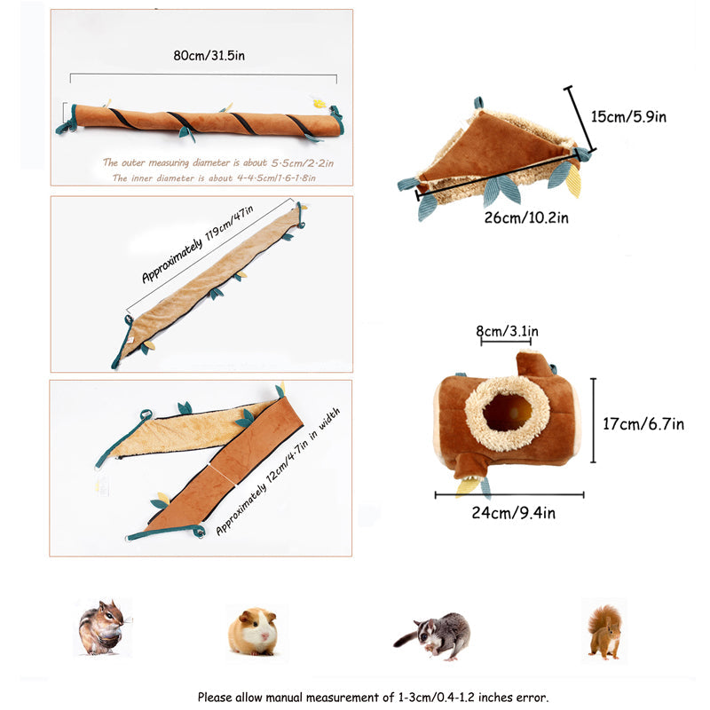 Comfortable Hanging Trunk Tubes Tree Hamster Jungle Set - Kawaiies - Adorable - Cute - Plushies - Plush - Kawaii