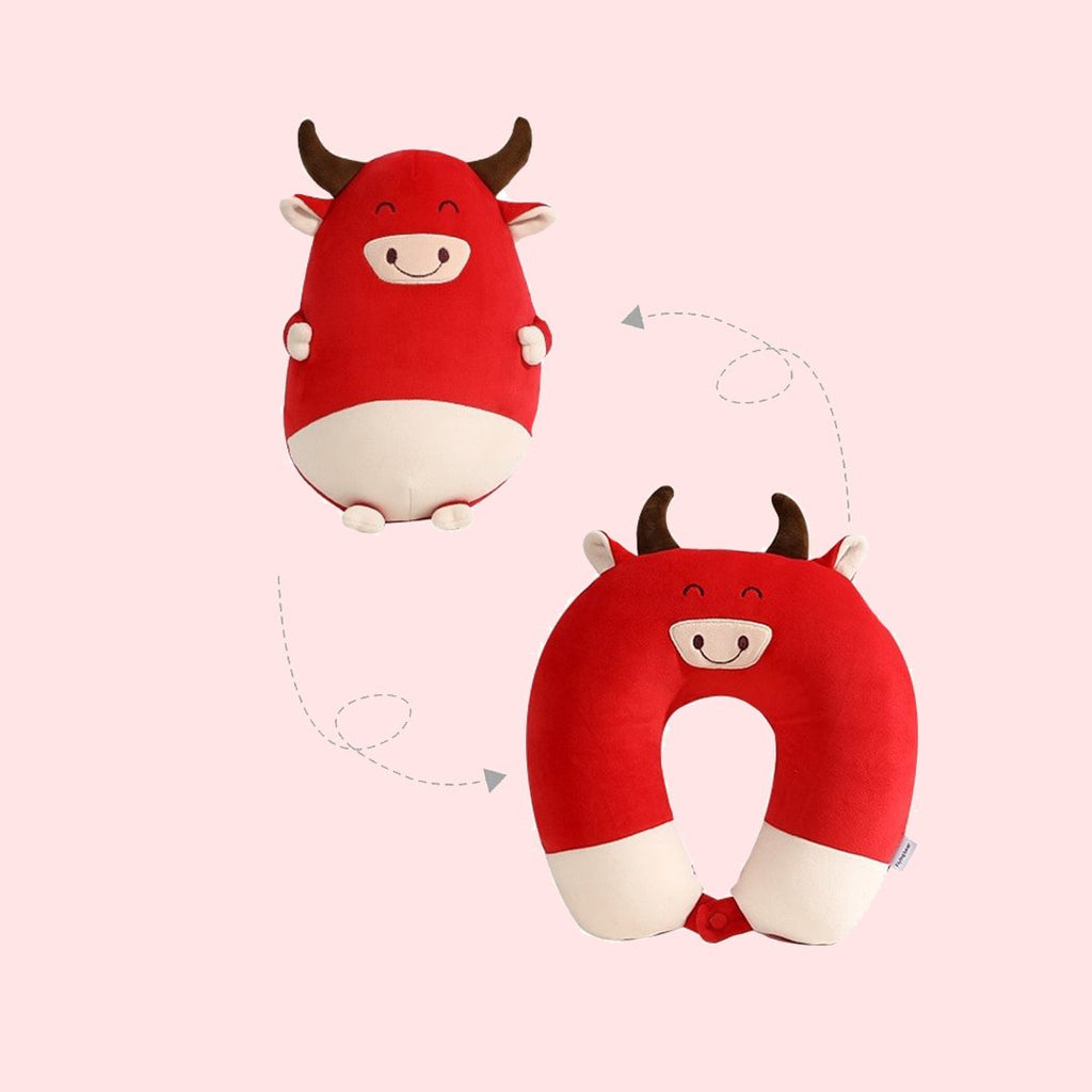Cows 2-in-1 Travel Neck Support Pillow & Plushie - Kawaiies - Adorable - Cute - Plushies - Plush - Kawaii