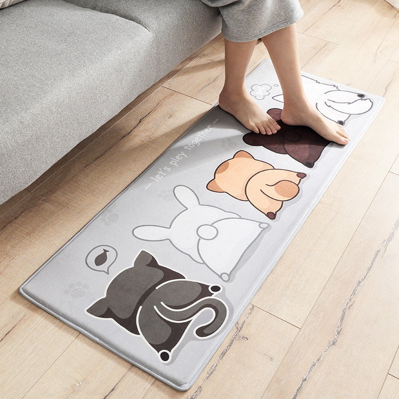 Cute Cartoon Cat Long Thick Absorbent Non-slip Mat - Kawaiies - Adorable - Cute - Plushies - Plush - Kawaii