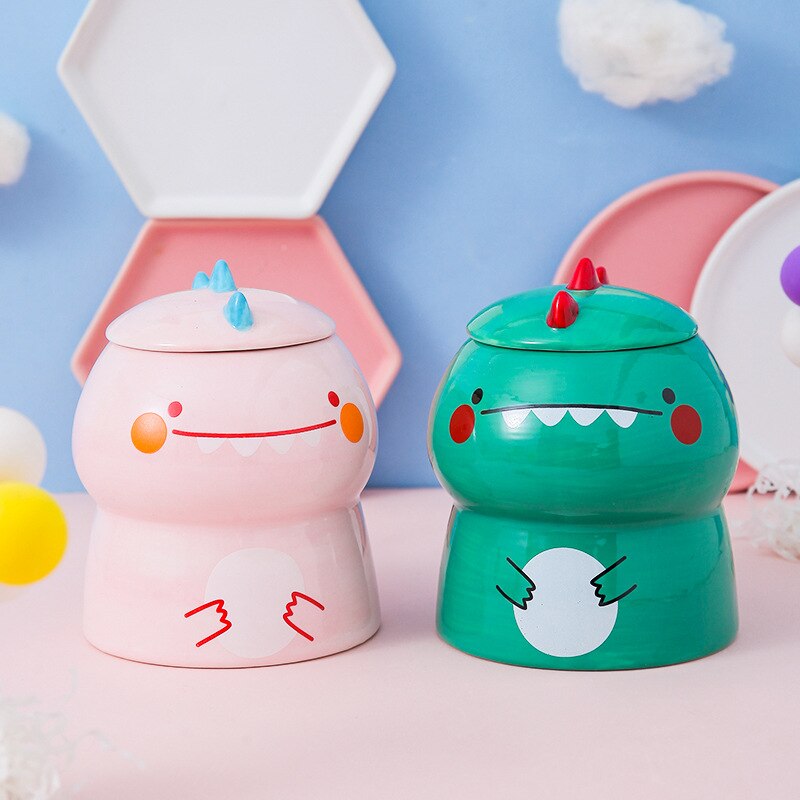 Cute Cartoon Dinosaur Ceramic Mug With Lid - Kawaiies - Adorable - Cute - Plushies - Plush - Kawaii