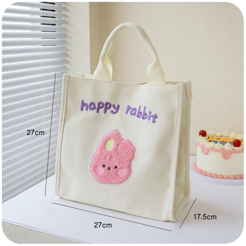 Cute Cherry & Bunny Canvas Lunch Bags - Kawaiies - Adorable - Cute - Plushies - Plush - Kawaii