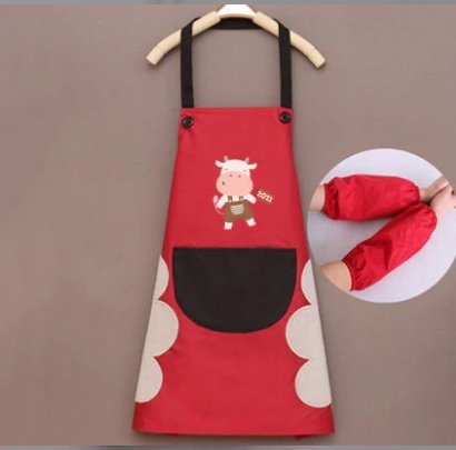 Cute Cow Print Waterproof Apron Set with Short Sleeves - Kawaiies - Adorable - Cute - Plushies - Plush - Kawaii
