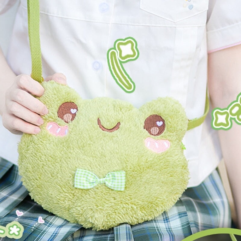 kawaiies-softtoys-plushies-kawaii-plush-Cute Green Frog Shoulder Bag Bags 