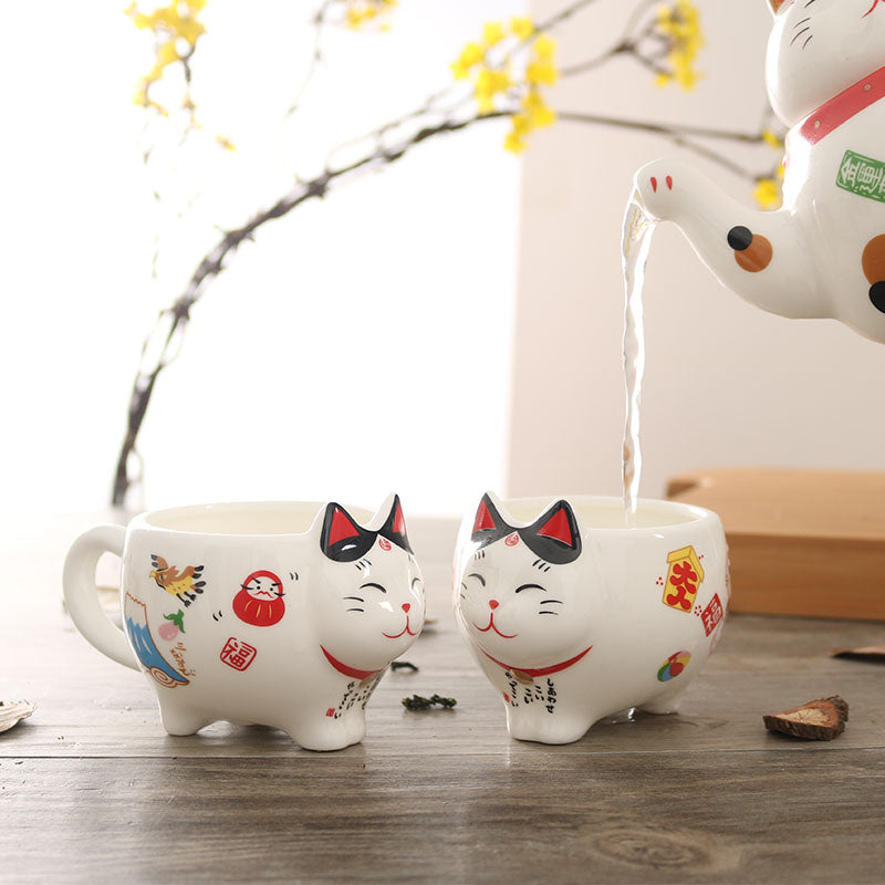 Cute Japanese Lucky Cat Porcelain Tea Set - Kawaiies - Adorable - Cute - Plushies - Plush - Kawaii