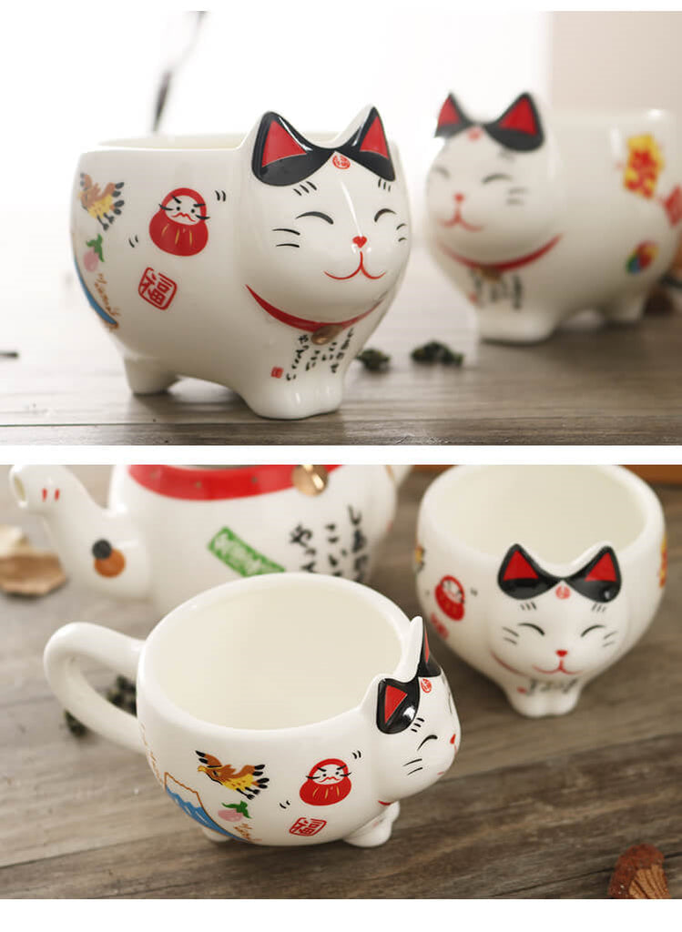 Cute Japanese Lucky Cat Porcelain Tea Set - Kawaiies - Adorable - Cute - Plushies - Plush - Kawaii