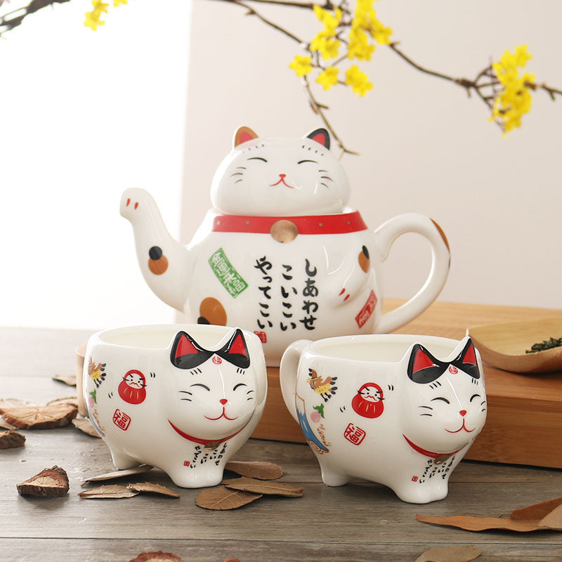 Cute Japanese Lucky Cat Porcelain Tea Set - Kawaiies - Adorable - Cute - Plushies - Plush - Kawaii