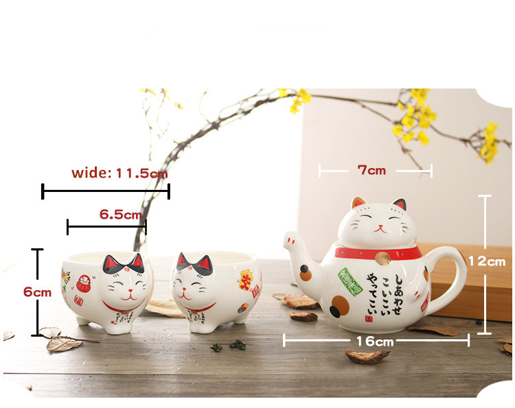 Cute Japanese Lucky Cat Porcelain Tea Set - Kawaiies - Adorable - Cute - Plushies - Plush - Kawaii