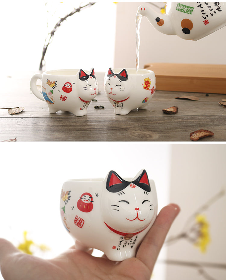 Cute Japanese Lucky Cat Porcelain Tea Set - Kawaiies - Adorable - Cute - Plushies - Plush - Kawaii