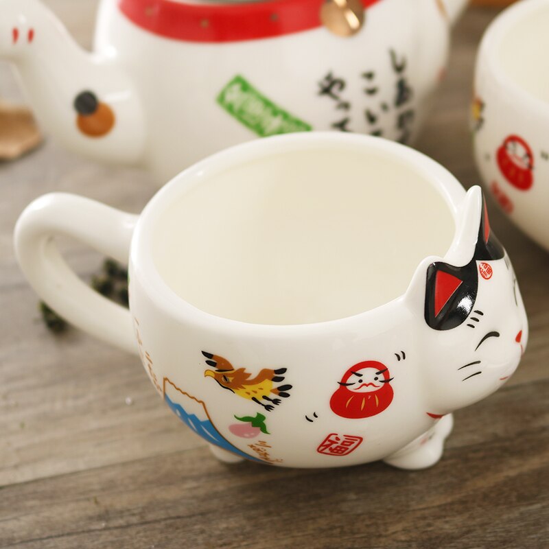 Cute Japanese Lucky Cat Porcelain Tea Set - Kawaiies - Adorable - Cute - Plushies - Plush - Kawaii