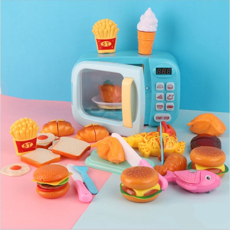 Cute Mini Microwave Oven Interactive 31pc Kitchen Children Toys with Light & Sound - Kawaiies - Adorable - Cute - Plushies - Plush - Kawaii