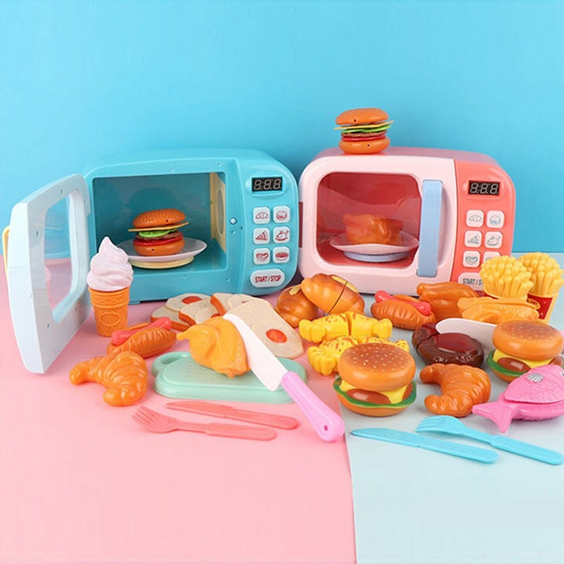 Cute Mini Microwave Oven Interactive 31pc Kitchen Children Toys with Light & Sound - Kawaiies - Adorable - Cute - Plushies - Plush - Kawaii