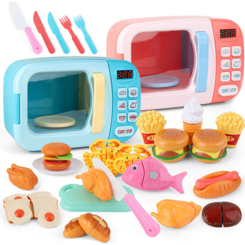 Cute Mini Microwave Oven Interactive 31pc Kitchen Children Toys with L –  Kawaiies