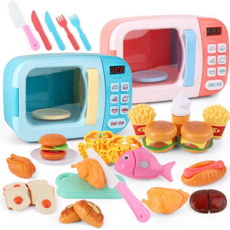 Cute Mini Microwave Oven Interactive 31pc Kitchen Children Toys with Light & Sound - Kawaiies - Adorable - Cute - Plushies - Plush - Kawaii