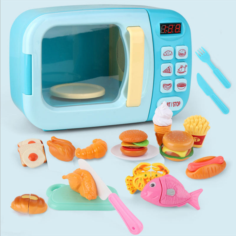 Cute Mini Microwave Oven Interactive 31pc Kitchen Children Toys with Light & Sound - Kawaiies - Adorable - Cute - Plushies - Plush - Kawaii