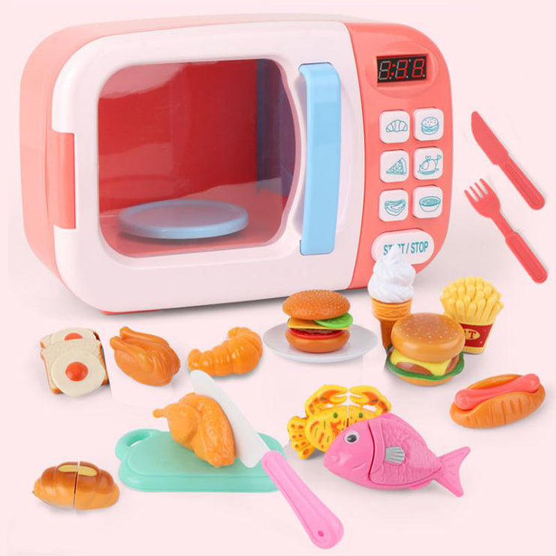 Cute Mini Microwave Oven Interactive 31pc Kitchen Children Toys with L –  Kawaiies