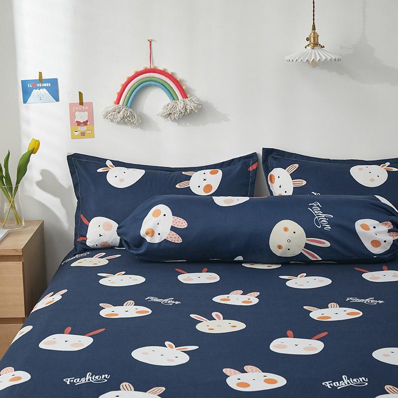 Cute Navy Blue Bunny Fitted Bedsheet - Kawaiies - Adorable - Cute - Plushies - Plush - Kawaii