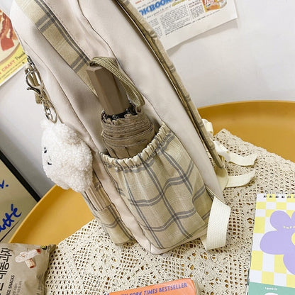 Cute Plaid Two-Tone Pastel Backpack - Kawaiies - Adorable - Cute - Plushies - Plush - Kawaii
