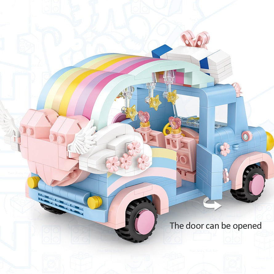 Cute Rainbow Bunny Car Nano Building Set - Kawaiies - Adorable - Cute - Plushies - Plush - Kawaii