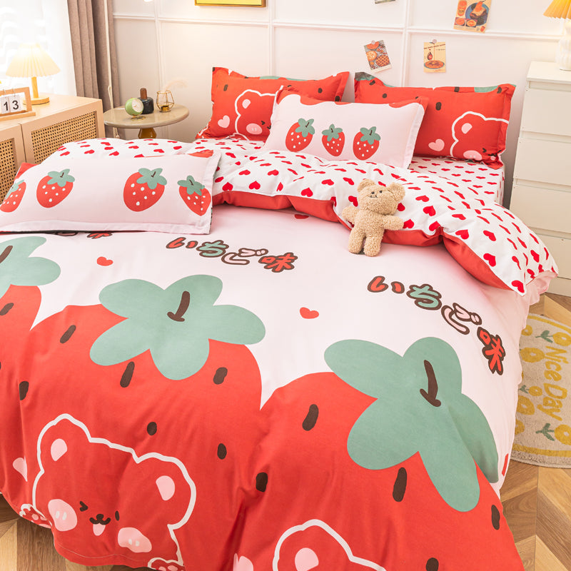 Cute Strawberry Animal Heart Bedding Set - Kawaiies - Adorable - Cute - Plushies - Plush - Kawaii