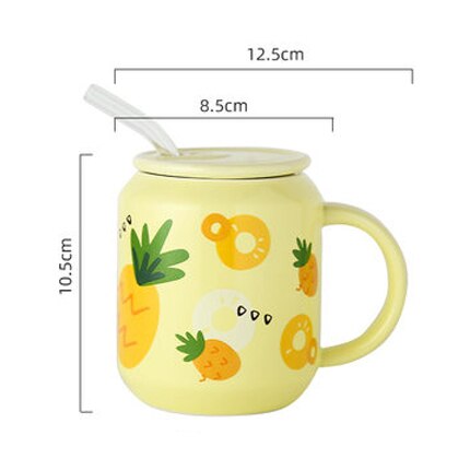 New Cute Fruit Ceramic Mug With Straw – The Kawaii Shoppu