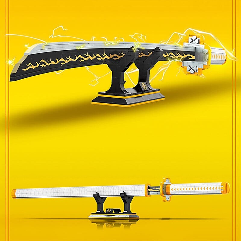 kawaiies-softtoys-plushies-kawaii-plush-Demon Slayer Zenitsu Lightning Katana Sword Building Blocks with Stand Build it 