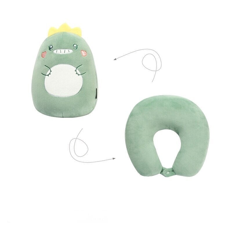 Dino 2-in-1 Travel Neck Support Pillow & Plushie - Kawaiies - Adorable - Cute - Plushies - Plush - Kawaii