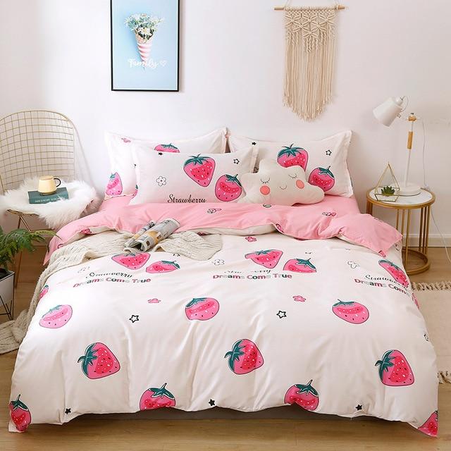 Dreams Come True White Strawberry Bedding Set - Kawaiies - Adorable - Cute - Plushies - Plush - Kawaii