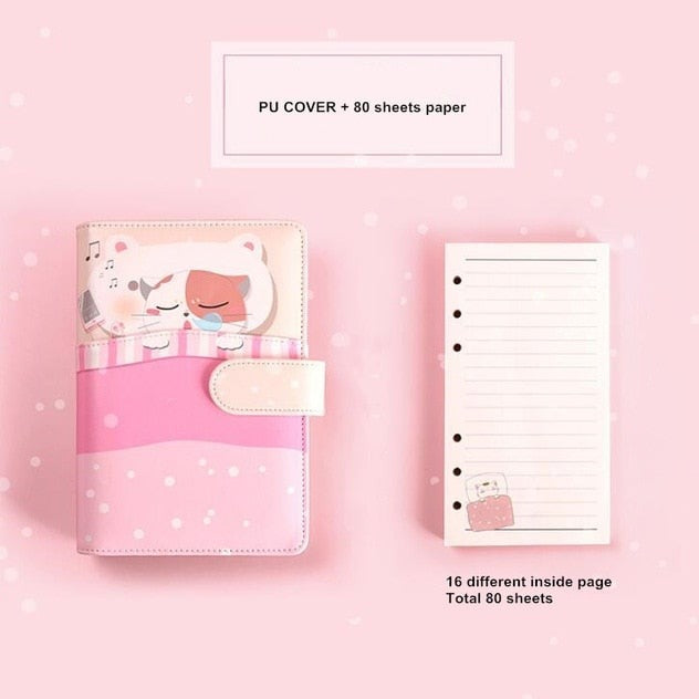 Girl's Scrapbooking Square Paper Notebook Binder Journal Cute Pink