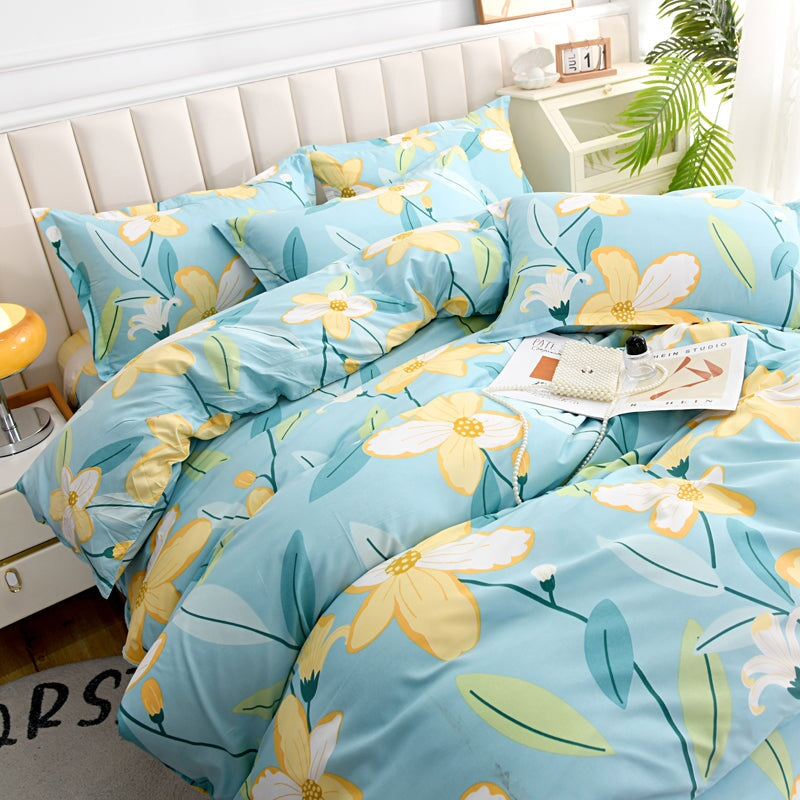 Elegant Blue Pink Floral Bedding Set Collection - Kawaiies - Adorable - Cute - Plushies - Plush - Kawaii