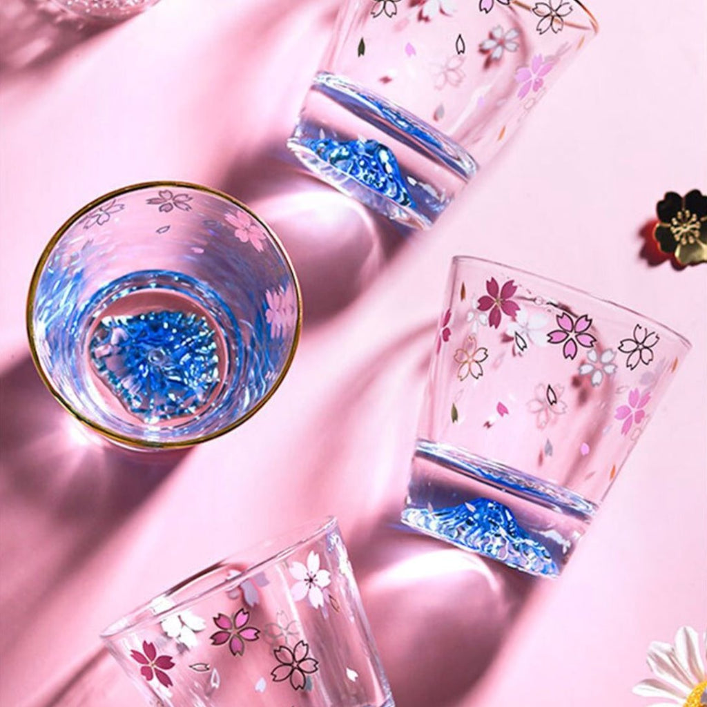 Elegant Sakura Mount Fuji Glass Tea Cup - Kawaiies - Adorable - Cute - Plushies - Plush - Kawaii