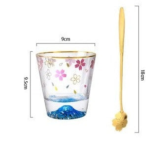 Elegant Sakura Mount Fuji Glass Tea Cup - Kawaiies - Adorable - Cute - Plushies - Plush - Kawaii