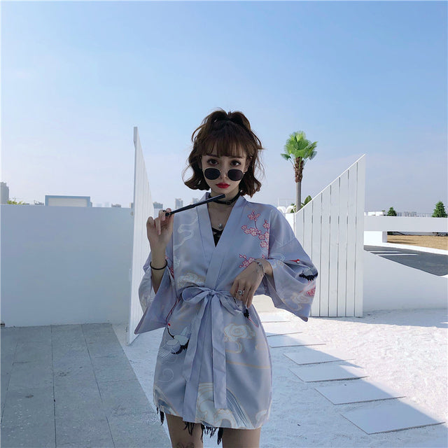 Exquisite Japanese-themed Crane Waves Women's Kimono Cardigan - Kawaiies - Adorable - Cute - Plushies - Plush - Kawaii