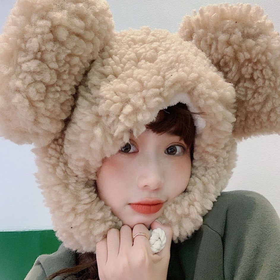 Faux Fur Large Bear Ears Tassel Beanie Hat - Kawaiies - Adorable - Cute - Plushies - Plush - Kawaii