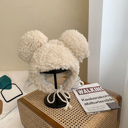 Faux Fur Large Bear Ears Tassel Beanie Hat - Kawaiies - Adorable - Cute - Plushies - Plush - Kawaii