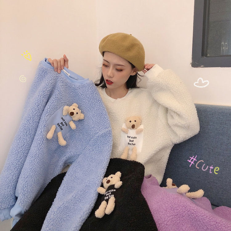 Fleece Sweatshirt with a Pocket Bear - Kawaiies - Adorable - Cute - Plushies - Plush - Kawaii