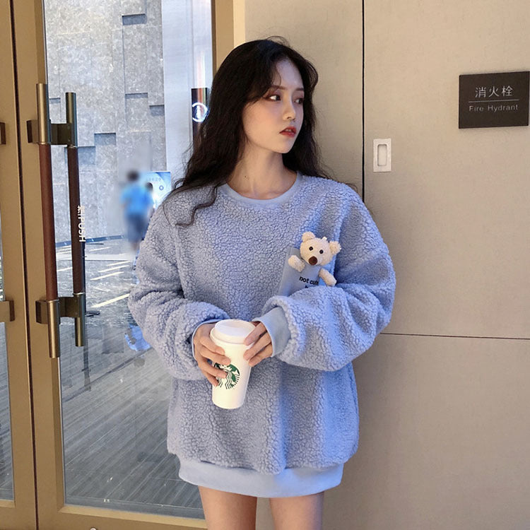 Fleece Sweatshirt with a Pocket Bear - Kawaiies - Adorable - Cute - Plushies - Plush - Kawaii